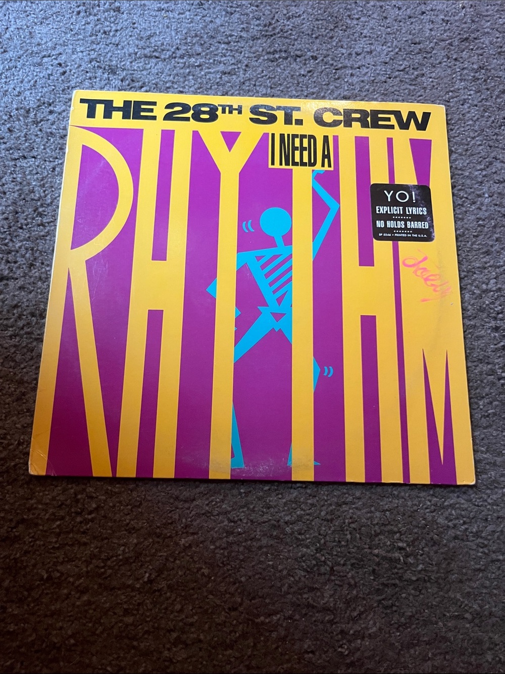 The 28th St. Crew "I Need A Rhythm" LP - Bold Yellow & Purple Cover